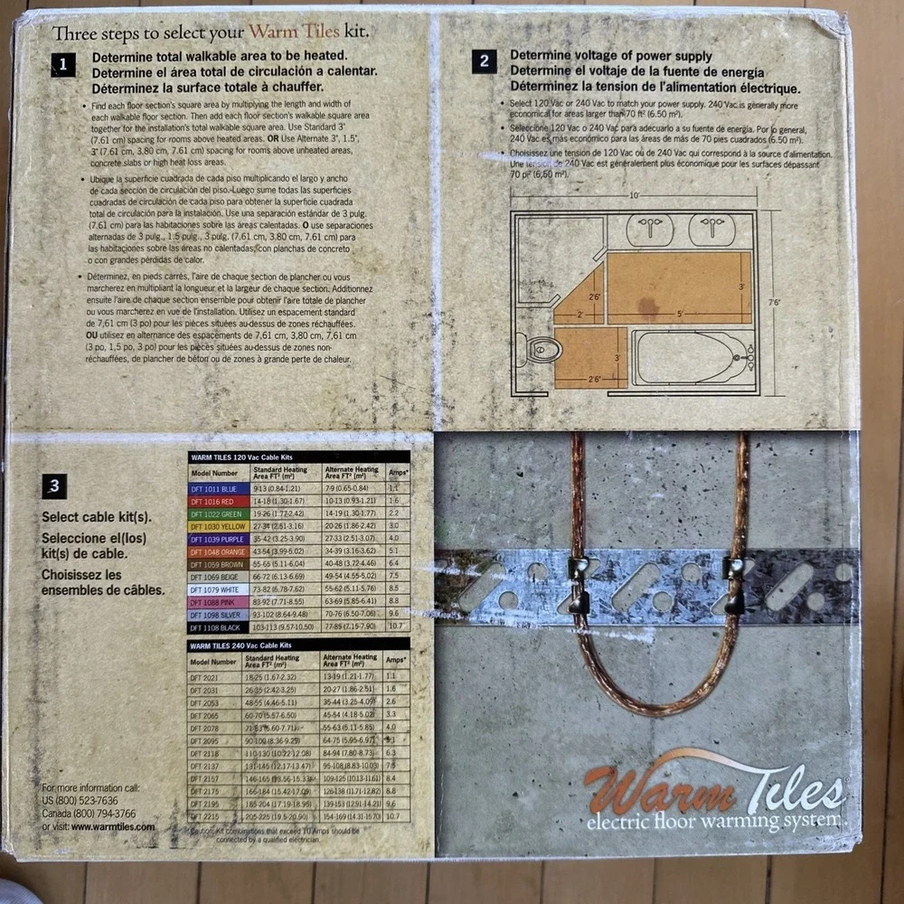 EASYHEAT DFT 1059 120/240V 6.4A WARM TILES ELECTRIC FLOOR WARMING SYSTEM